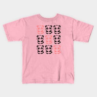 Diagonal Kawaii Pandas Kids T-Shirt